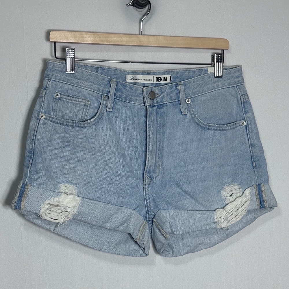 Lovers + Friends Dylan Boyfriend Short Laurel Light‎ Wash Distressed Cuffed 27 - Picture 2 of 6